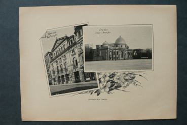 Blatt Architektur Berlin 1898 Gebäude der Urania Taubenstrasse und Invalidenstrasse Ortsansicht